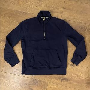 J Crew Vintage Sweatshirt 1/2 Zip With Front Pocket Navy Blue XXS Fleece Sweater